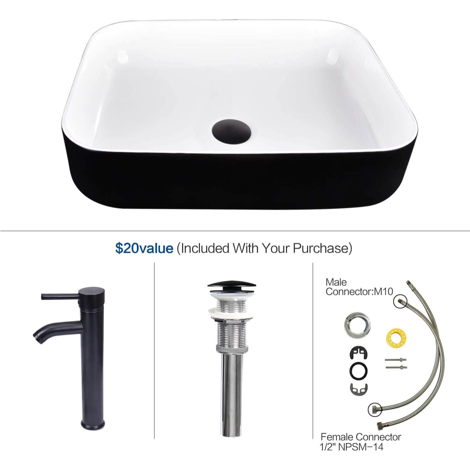 Elecwish black ceramic sink included parts