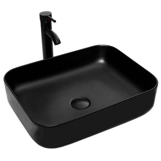 Black Rectangular Ceramic Vessel Sink BG1008