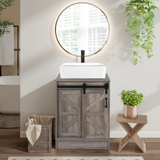 24"Bathroom Vanity with Barn Door BA015