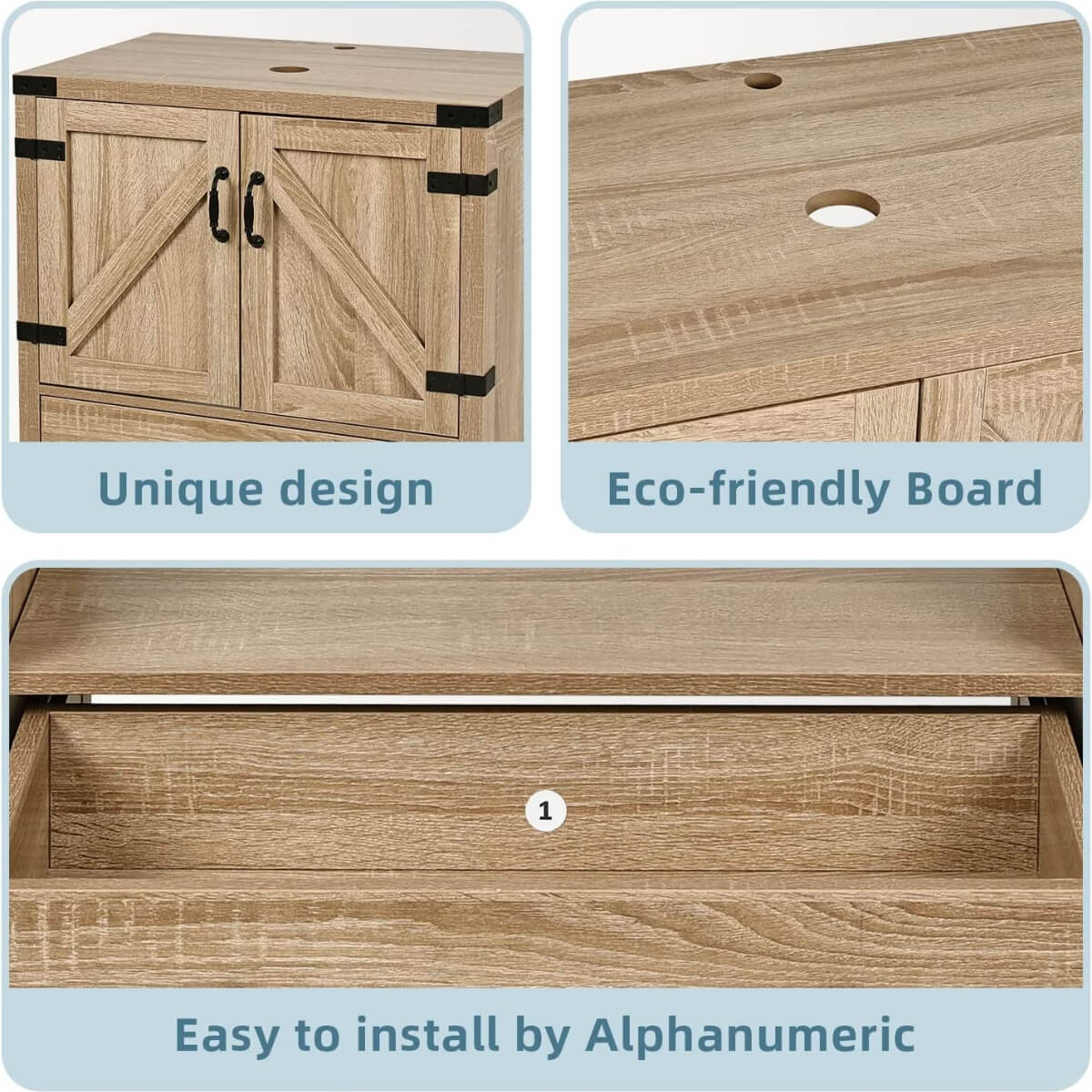 Details display of Elecwish 28" Bathroom Vanity Wood Fixture Stand Bathroom Cabinet