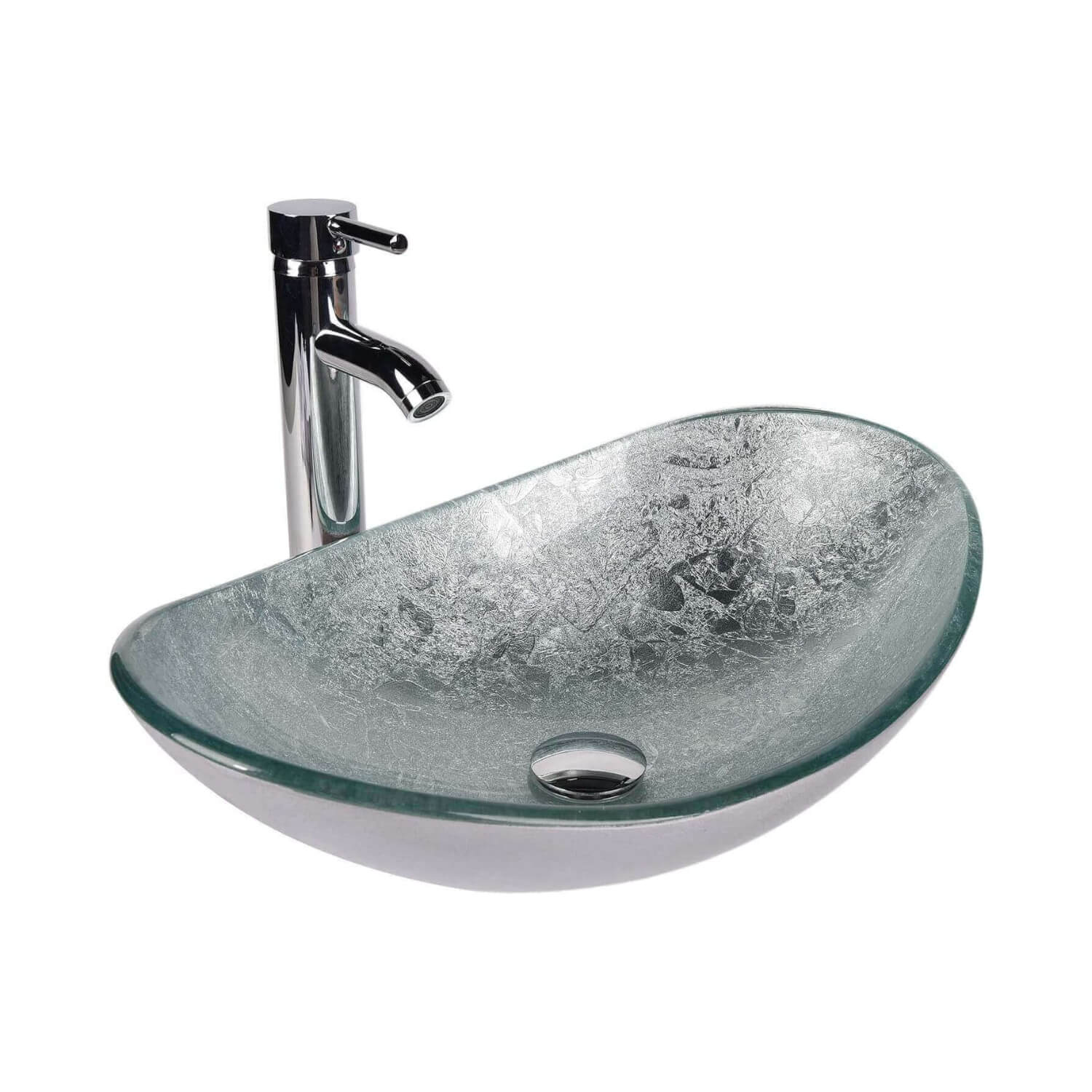 Silver boat glass sink