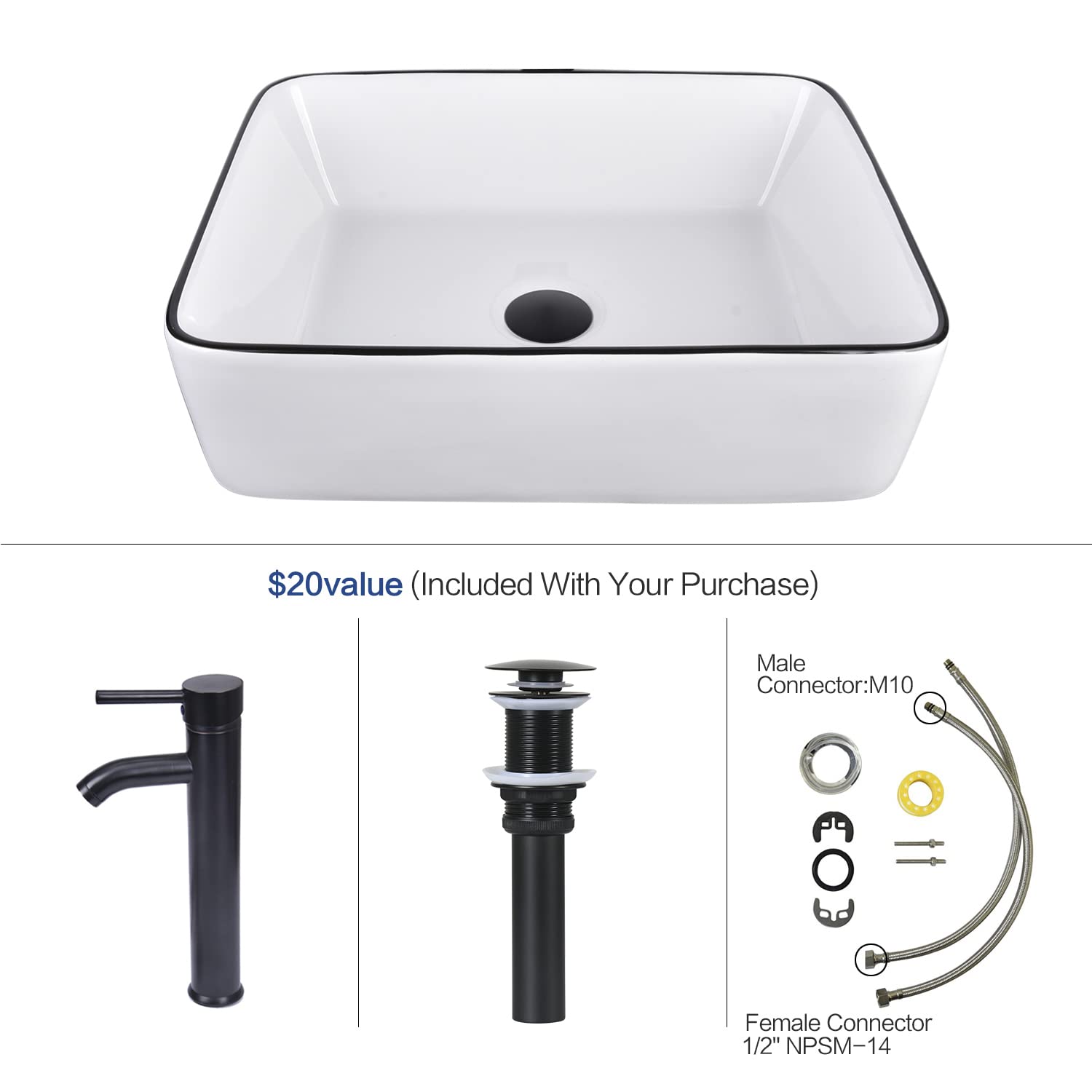 Elecwish white ceramic sink included parts