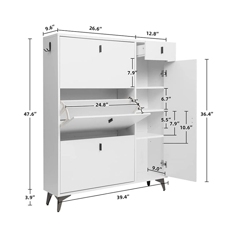 Elecwish white Modern Shoe Organizer Cabinet with Doors size