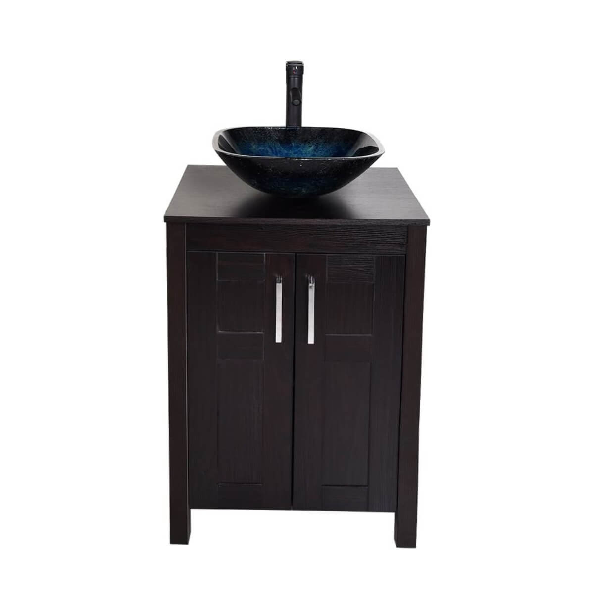 Black Bathroom Vanity Set with Blue Square Vessel Sink HW1120