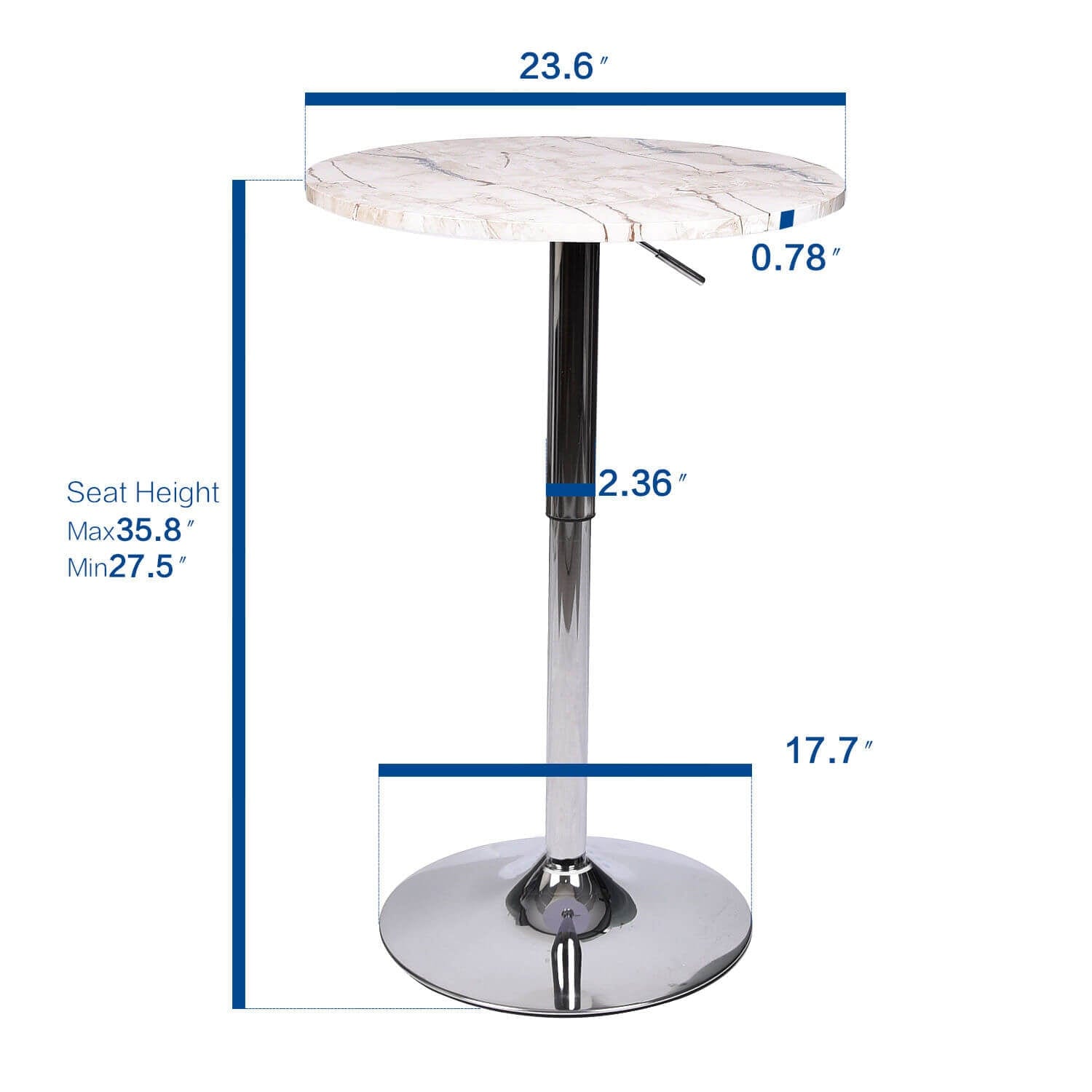 Elecwish Bar Table Marble White Bar Table OW003 size