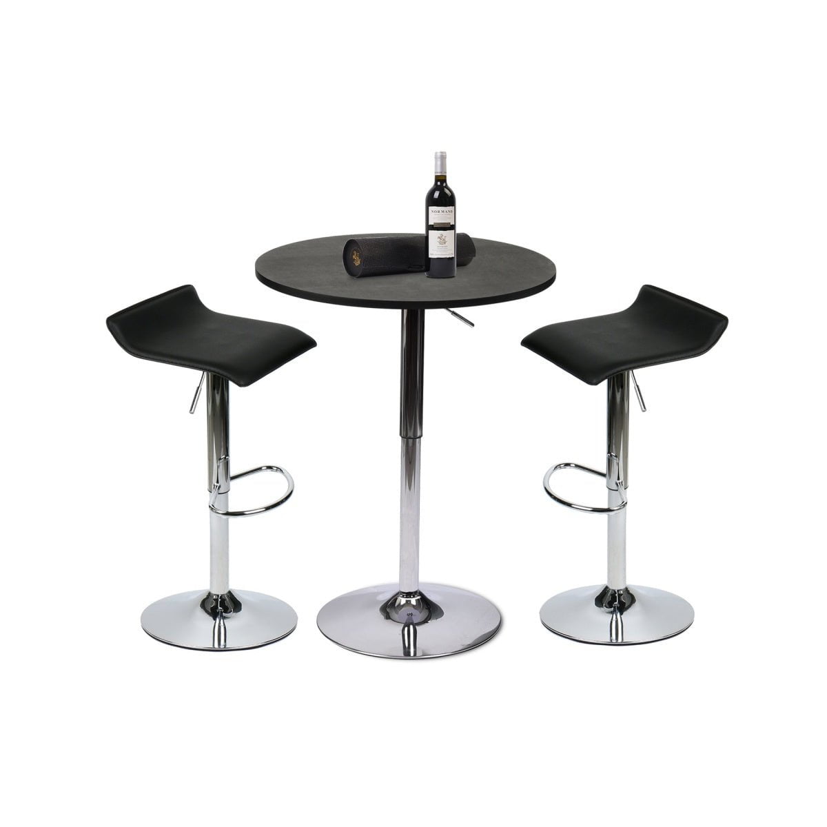 Elecwish Bar Table Black / Black Bar Table Set 3-Piece OW0302