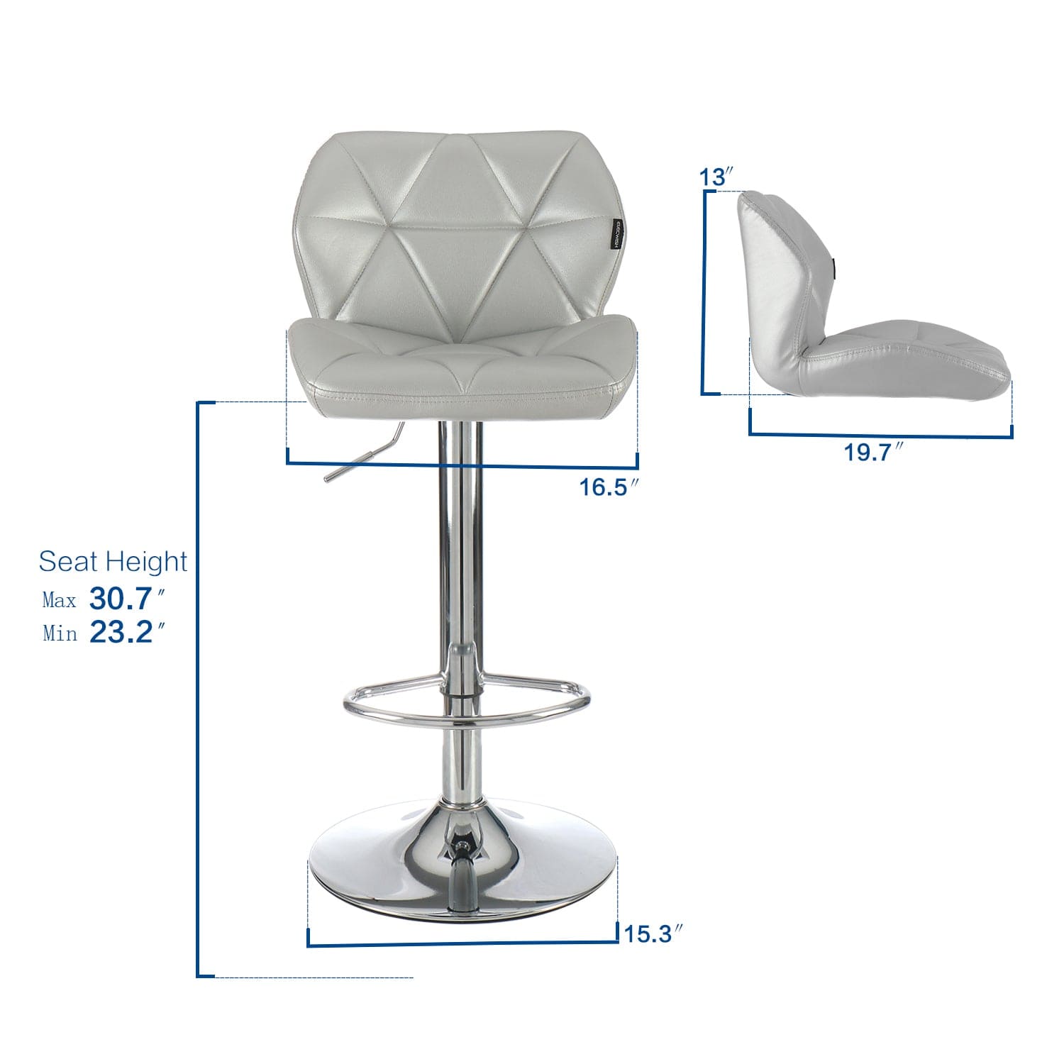 Elecwish Grid Silver Barstools Set of 2 Bar Stools OW001 size