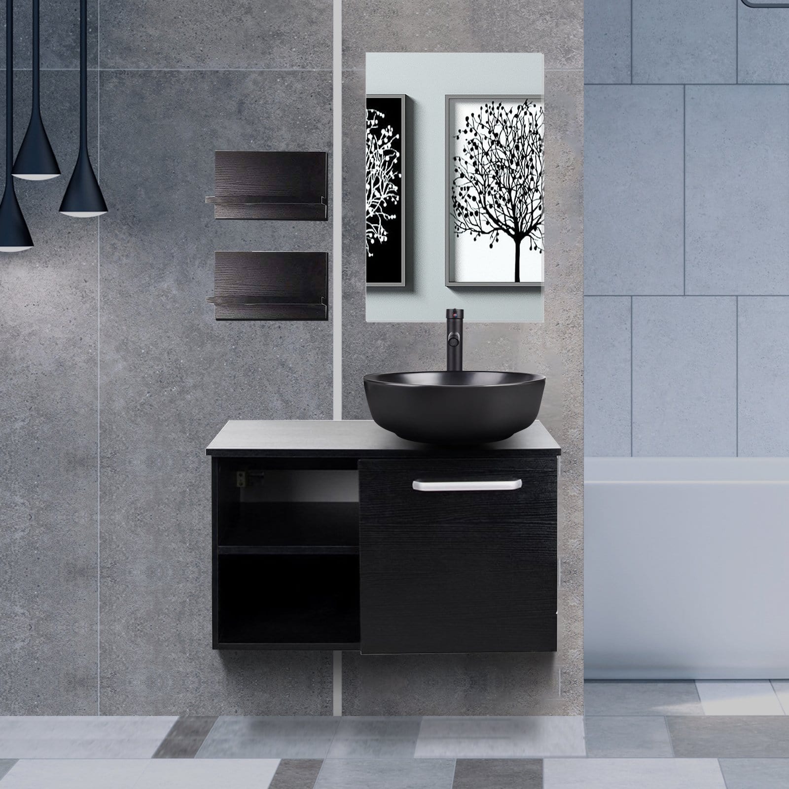 Wall-mounted Vanity Set, Modern Design scene image