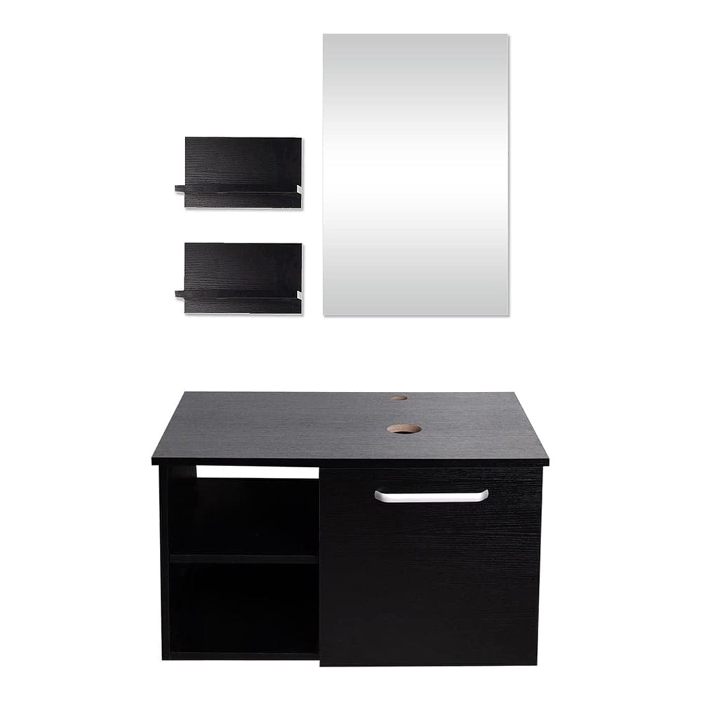 Elecwish Chic 28" Black Bathroom Vanity Wall Mounted Cabinet with mirror BA20079