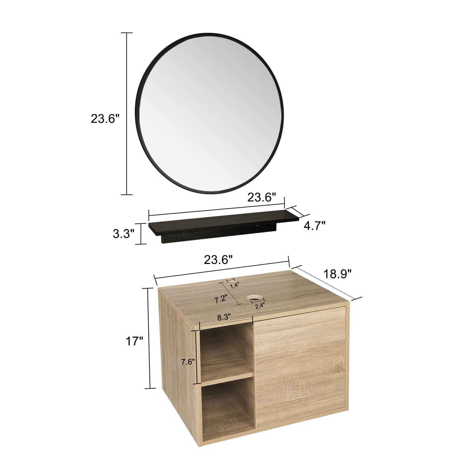 Elecwish Bathroom Vanity Wall Mounted Cabinet size