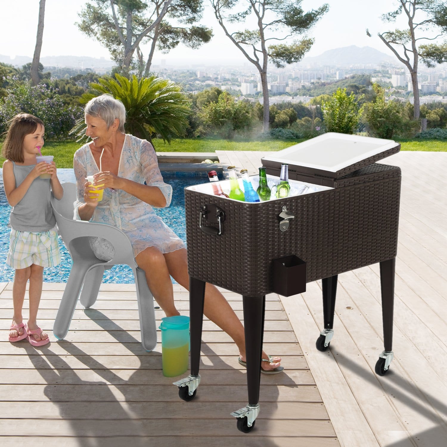 80 Quart Outdoor Patio Cooler Cart scene image