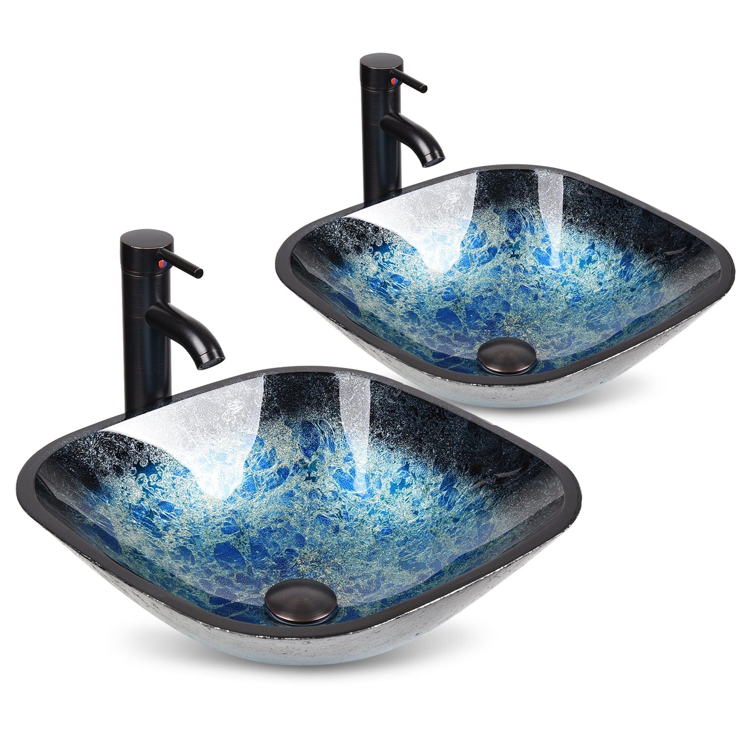 2 Elecwish Vessel Sinks Bathroom Glass Vessel Sink BA76