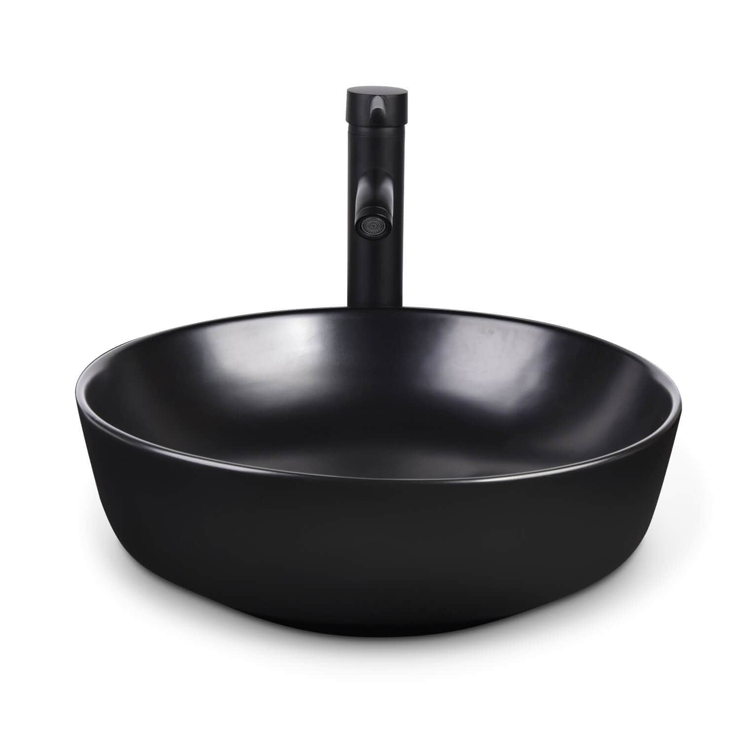 Black Glaze Spraying Ceramic Vessel Sink With Modern Style