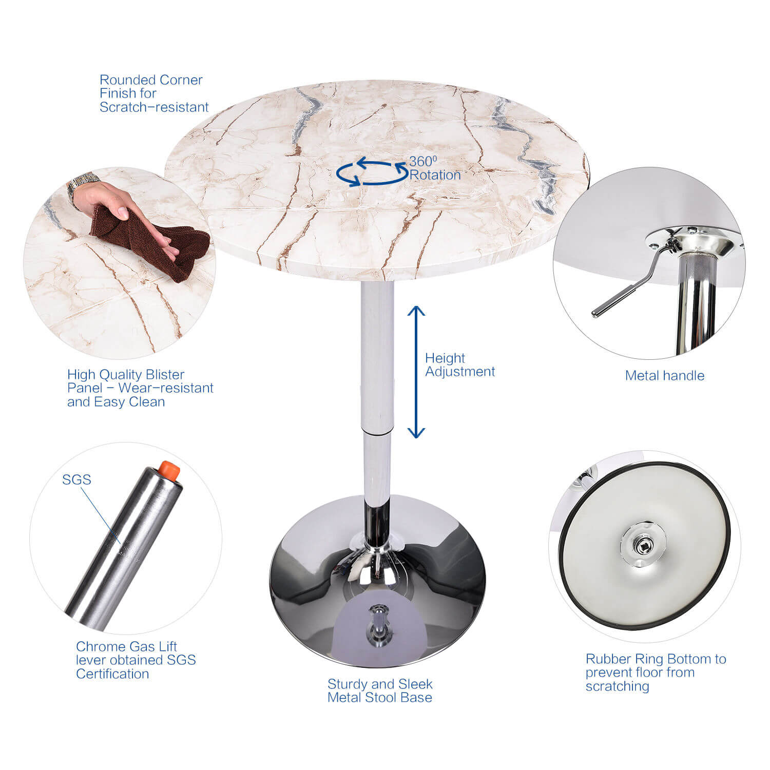 Marble white bar table description in detail