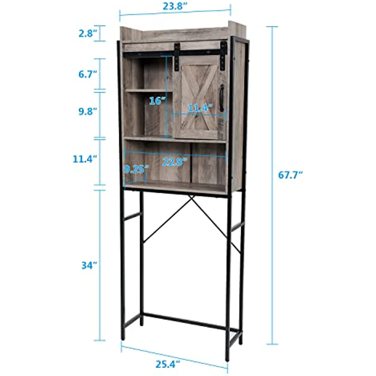 Size of elecwish bathroom over the toilet storage cabinet