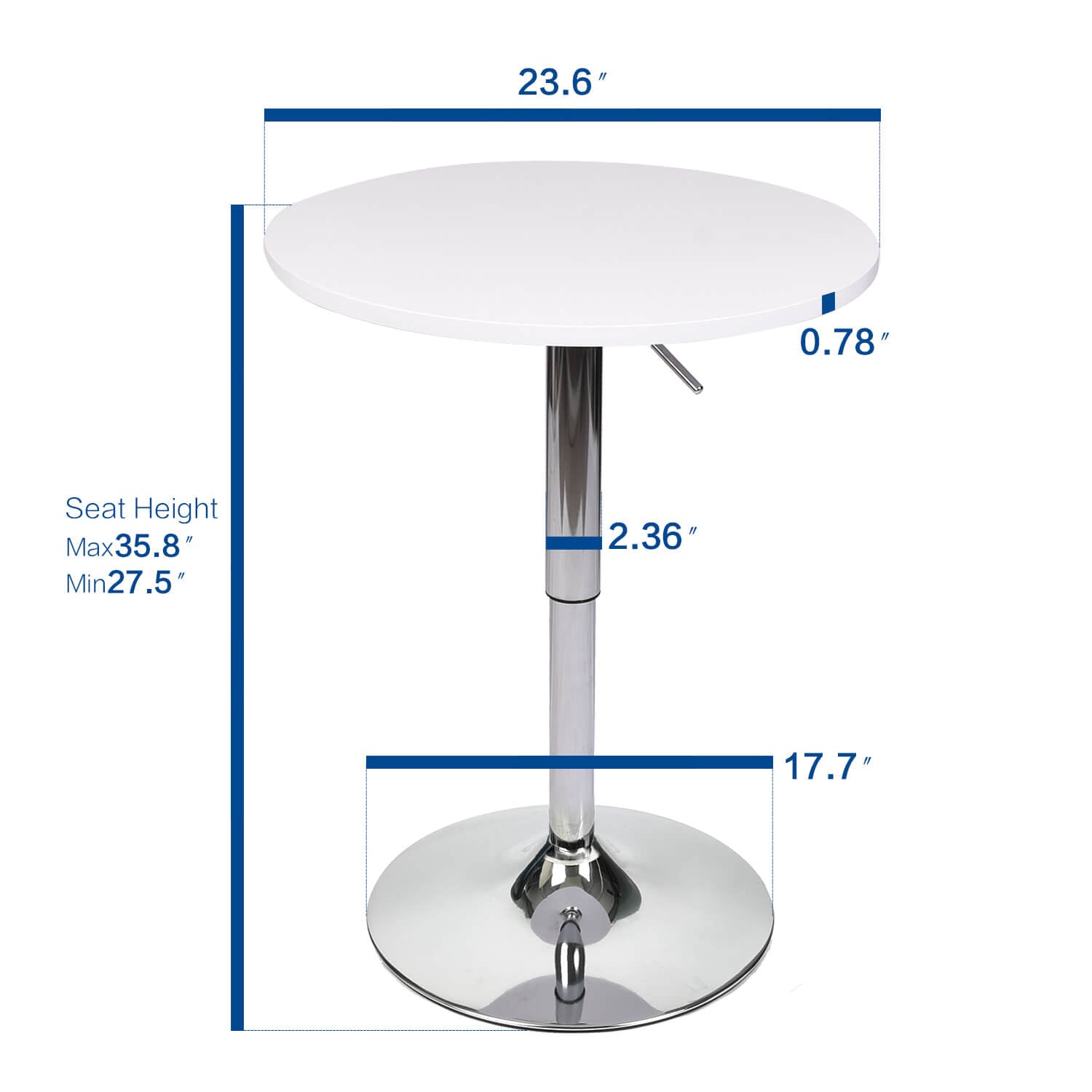 White bar table size ow003